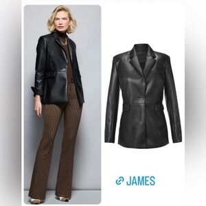 CAbi Sleek Black Leather Blazer